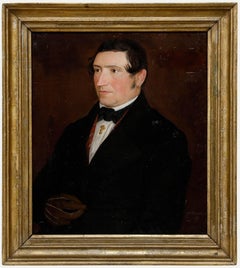 Max Zinsmeister - Biedermeier School 1840 Oil, Portrait of A Gentleman