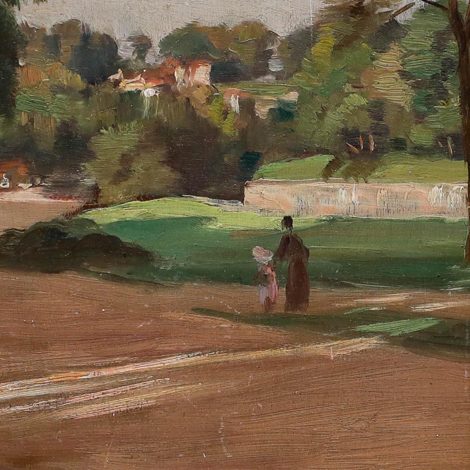 Maxime Leon Faivre (1856-1914) - Öl aus dem späten 19. Jahrhundert, Ein Spaziergang im Park im Angebot 1