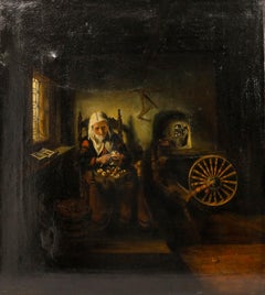 Maya Ellon After Nicolaes Maes - c.1900 Oil, Peeling Apples