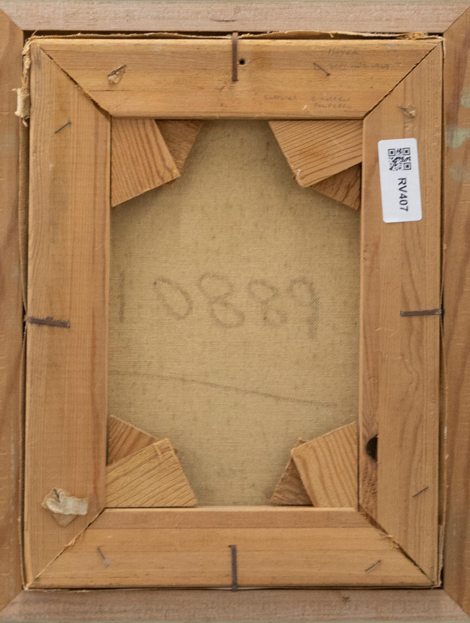 Un ritratto di testa e spalle di un giovane ragazzo avvolto in abiti pesanti. Firmato in basso a destra. Iscrivere il nome dell'artista e la data sul retro. Presentato in una cornice di legno con dettagli dorati. Su tela.