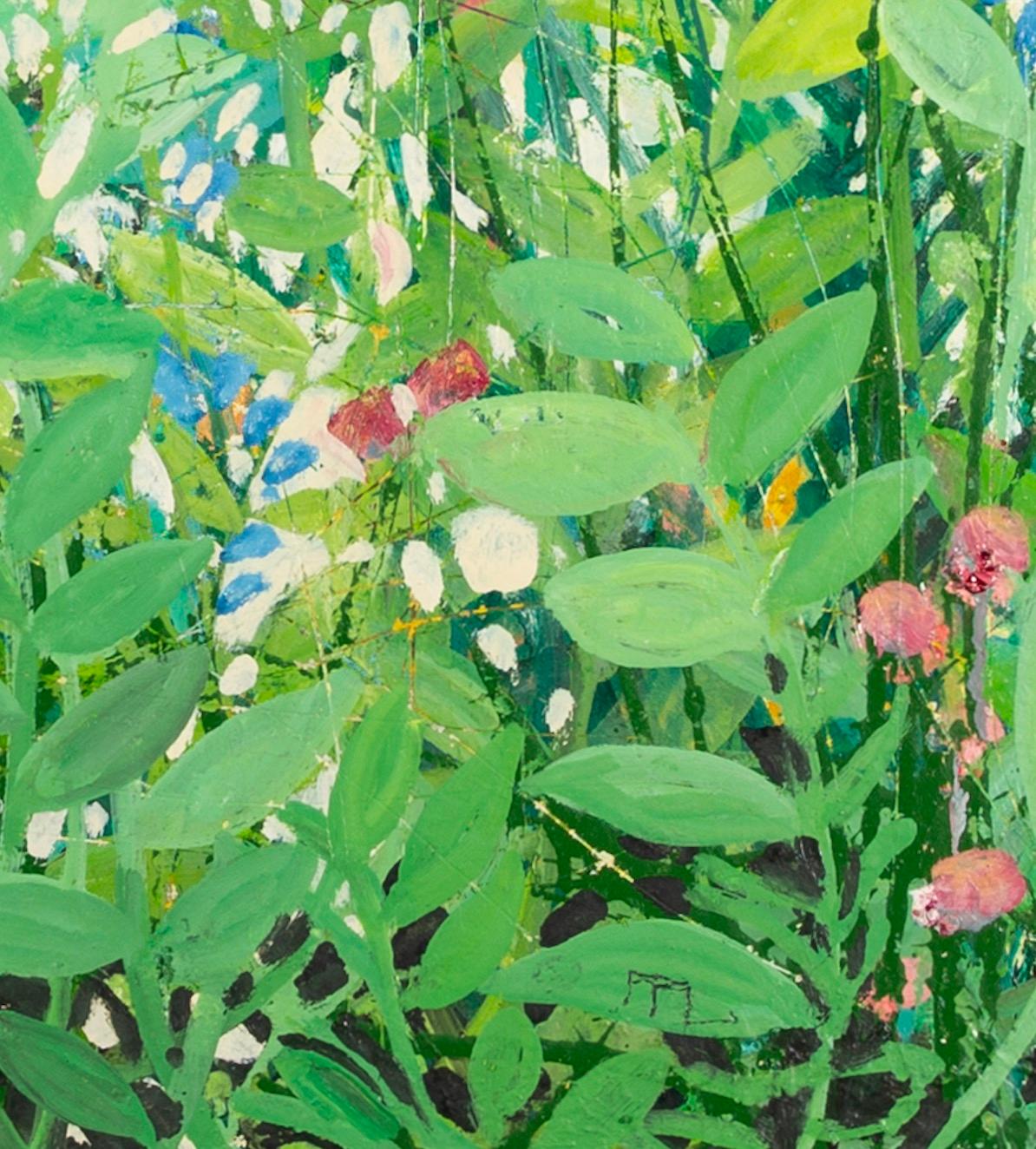 Prato, pittura di paesaggio floreale olio su tavola gesso di Ffiona Lewis, 2023 1