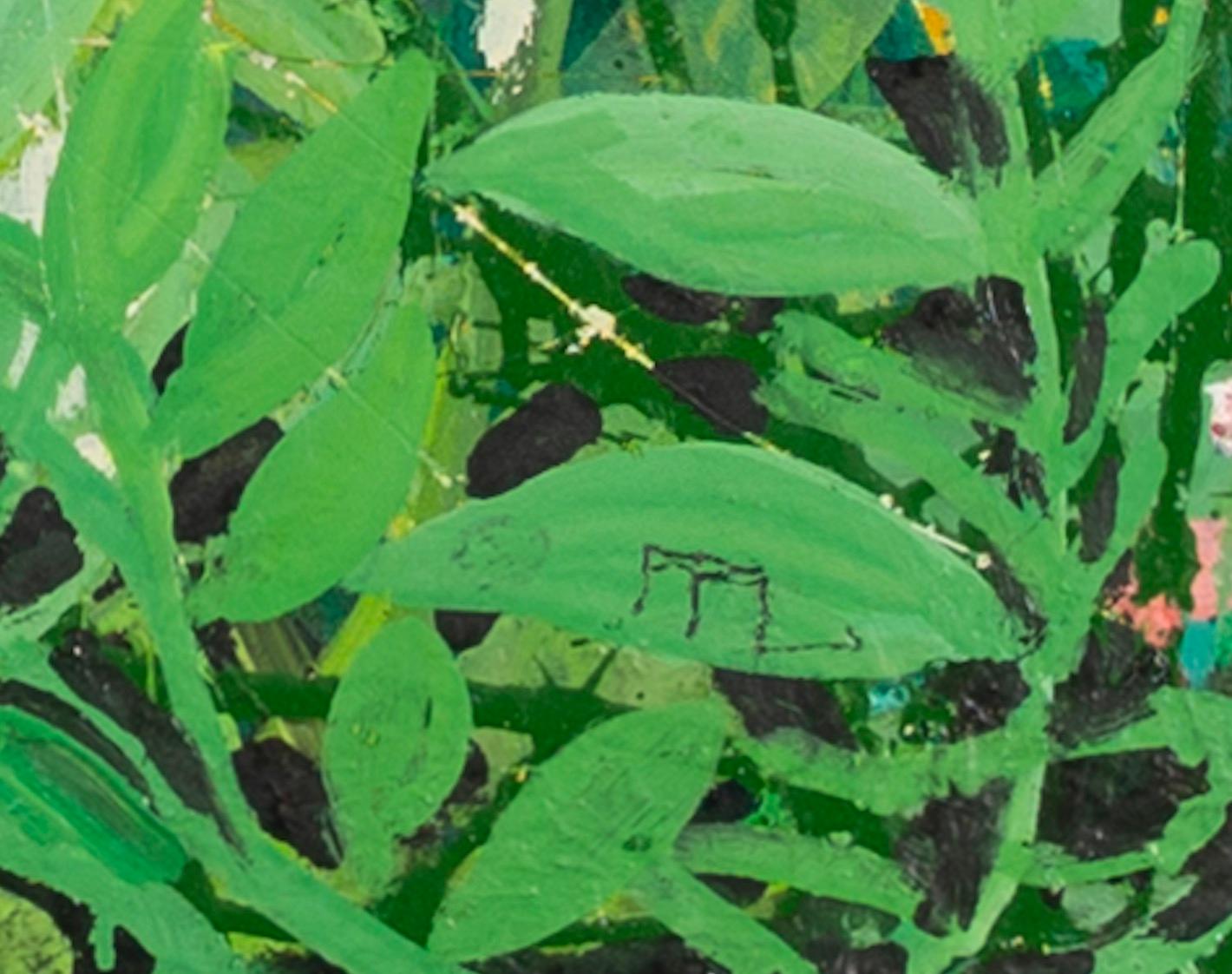 Prato, pittura di paesaggio floreale olio su tavola gesso di Ffiona Lewis, 2023 2