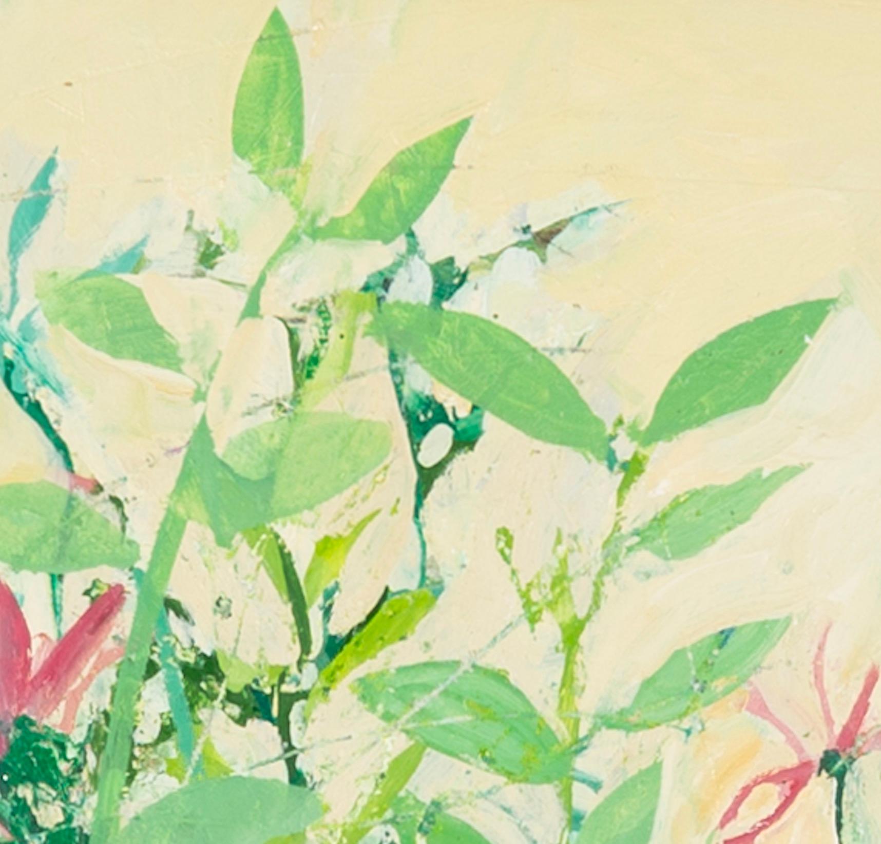 Prato, pittura di paesaggio floreale olio su tavola gesso di Ffiona Lewis, 2023 3