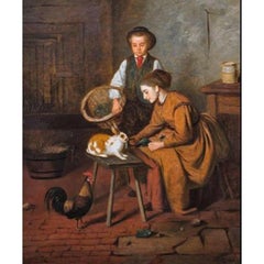 Pasto, Ottocento firmato Granges - Bella scena d'interni