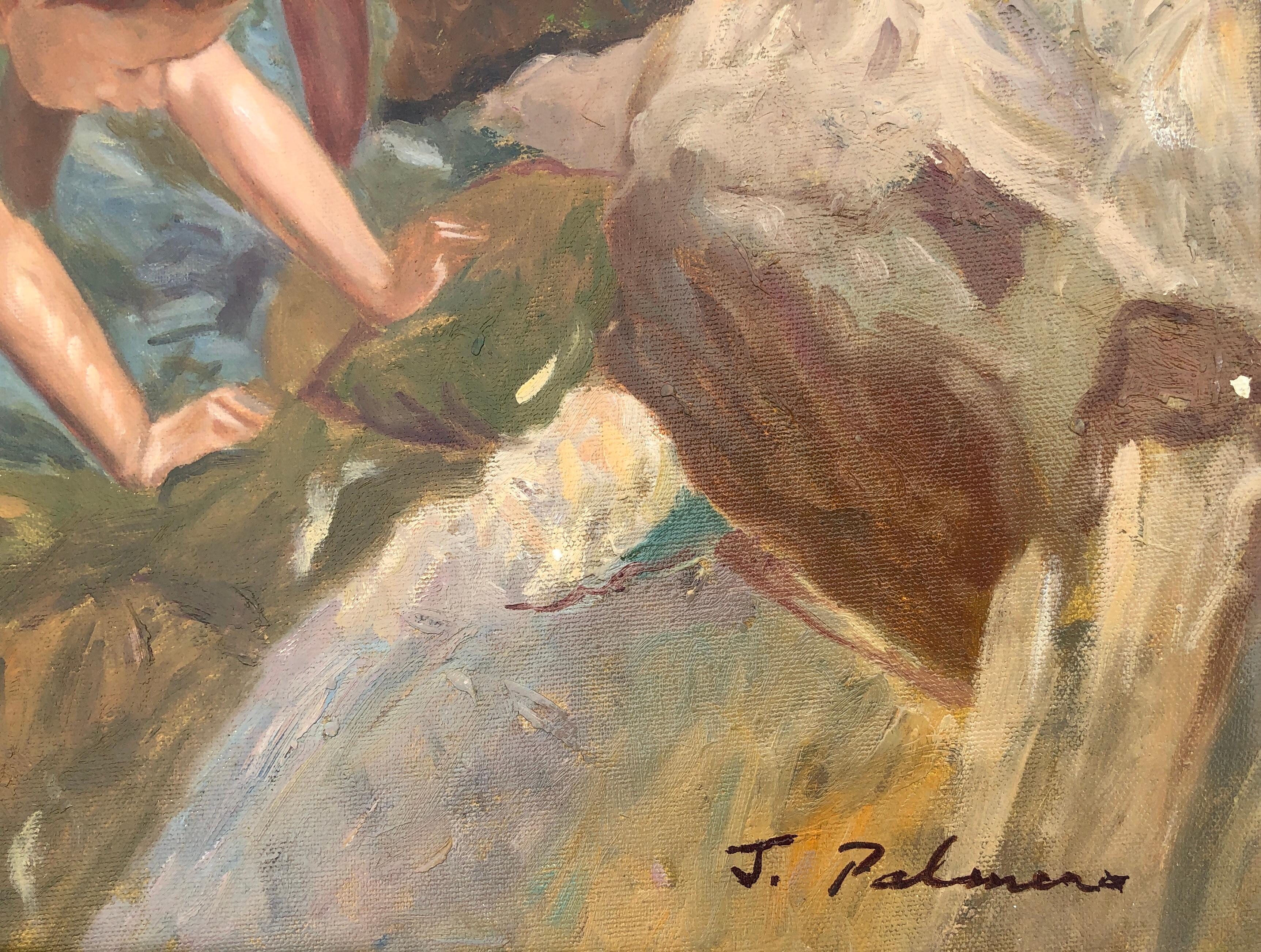 Mediterranean Children oil on canvas painting - Painting by Unknown