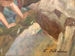 Mediterranean Children oil on canvas painting