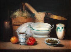 Mediterranean Kitchen Still Life, Italian painting — 18th century oil on canvas