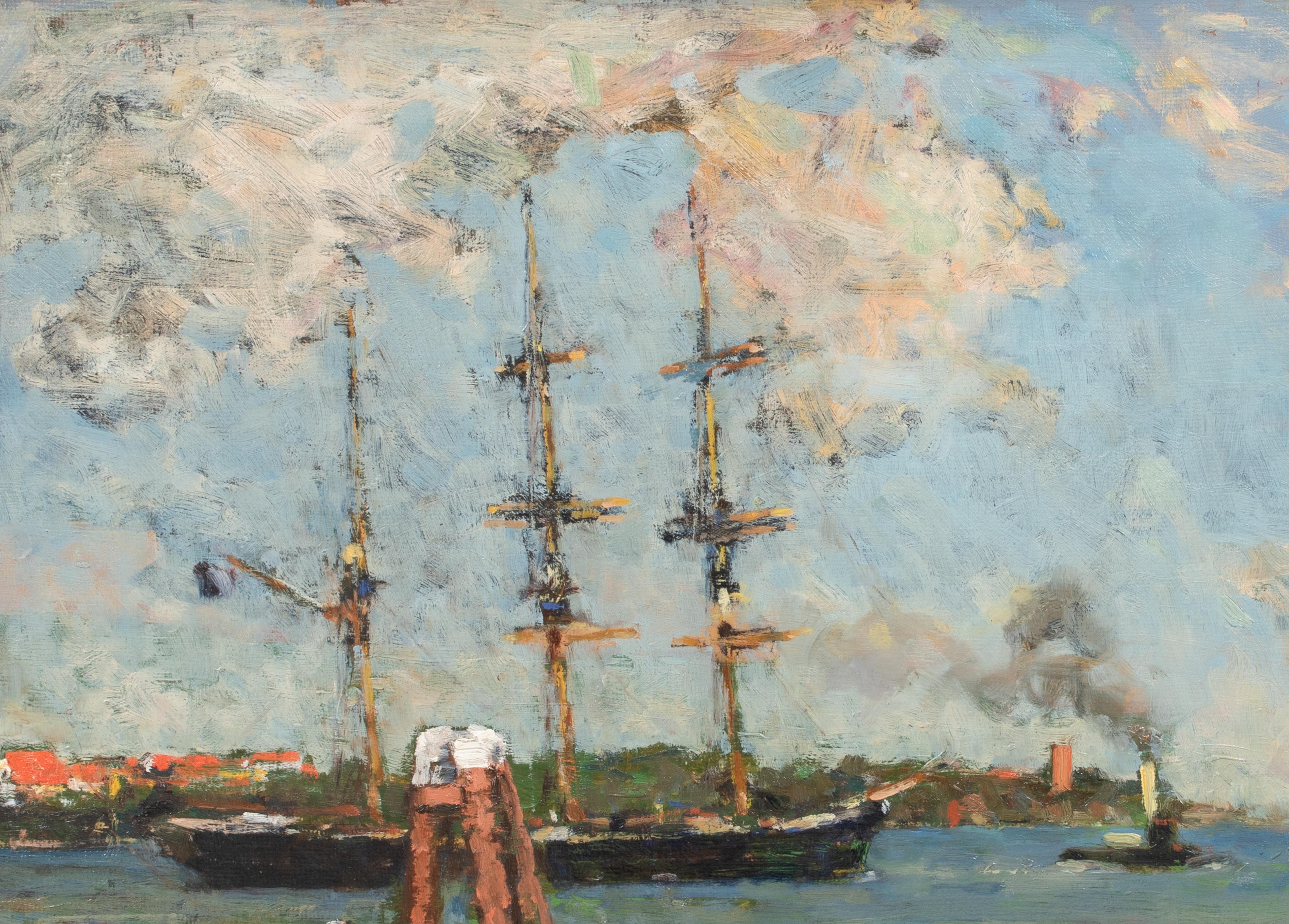 Memel Harbour, Lithuania, circa 1900   Gustav Fenkohl (German, 1872-1950) For Sale 7