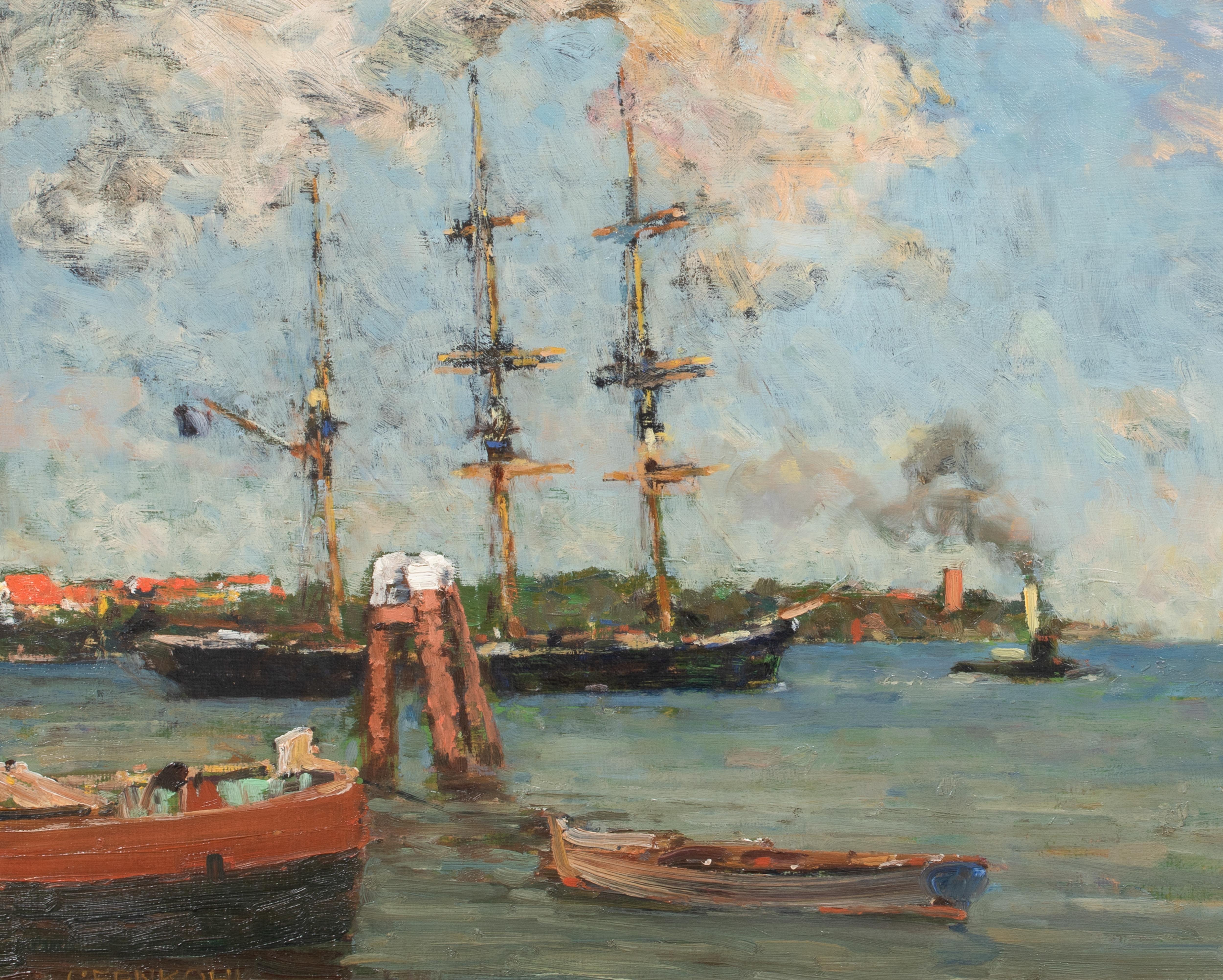 Memel Harbour, Lithuania, circa 1900   Gustav Fenkohl (German, 1872-1950) For Sale 2