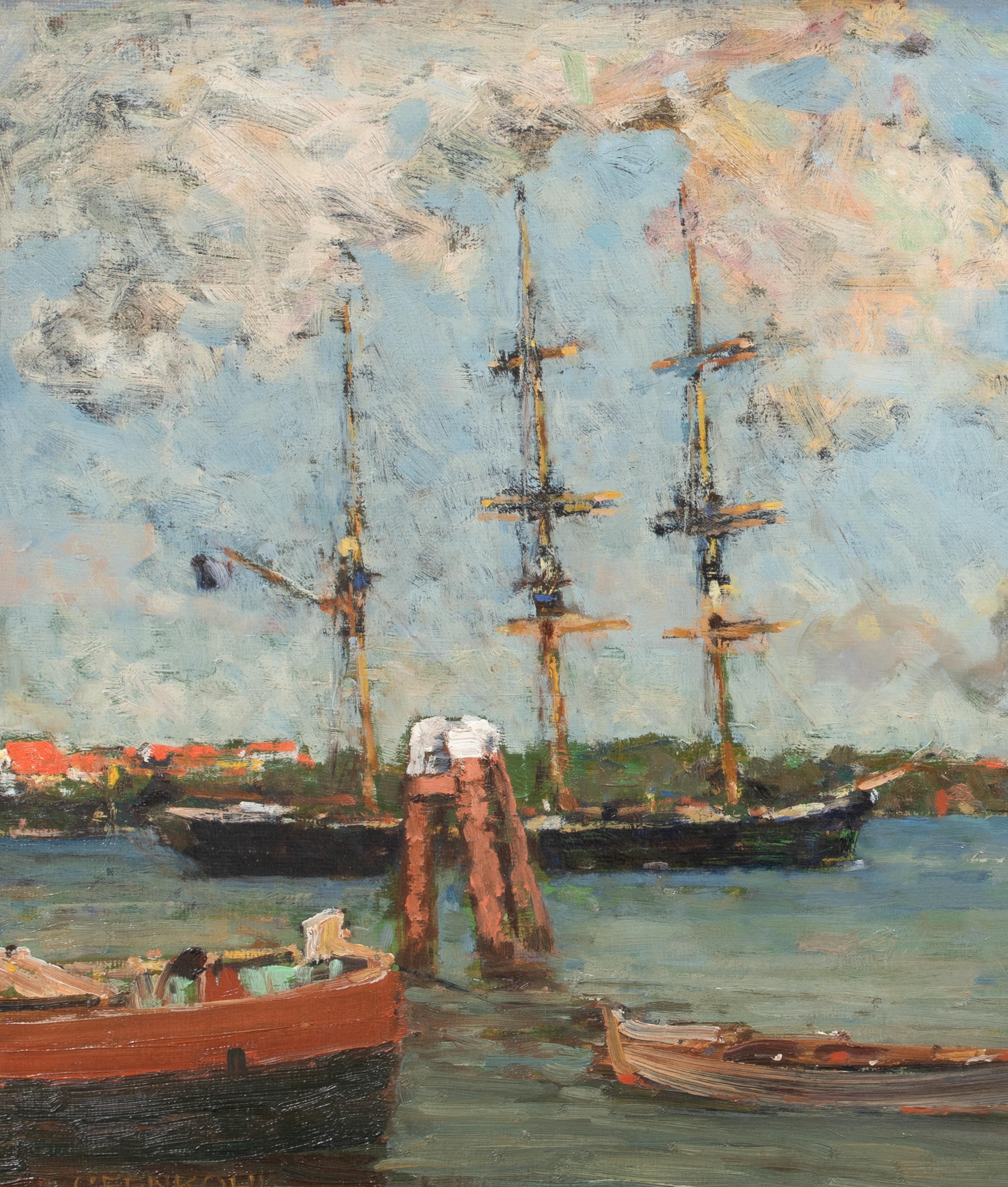 Memel Harbour, Lithuania, circa 1900   Gustav Fenkohl (German, 1872-1950) For Sale 3