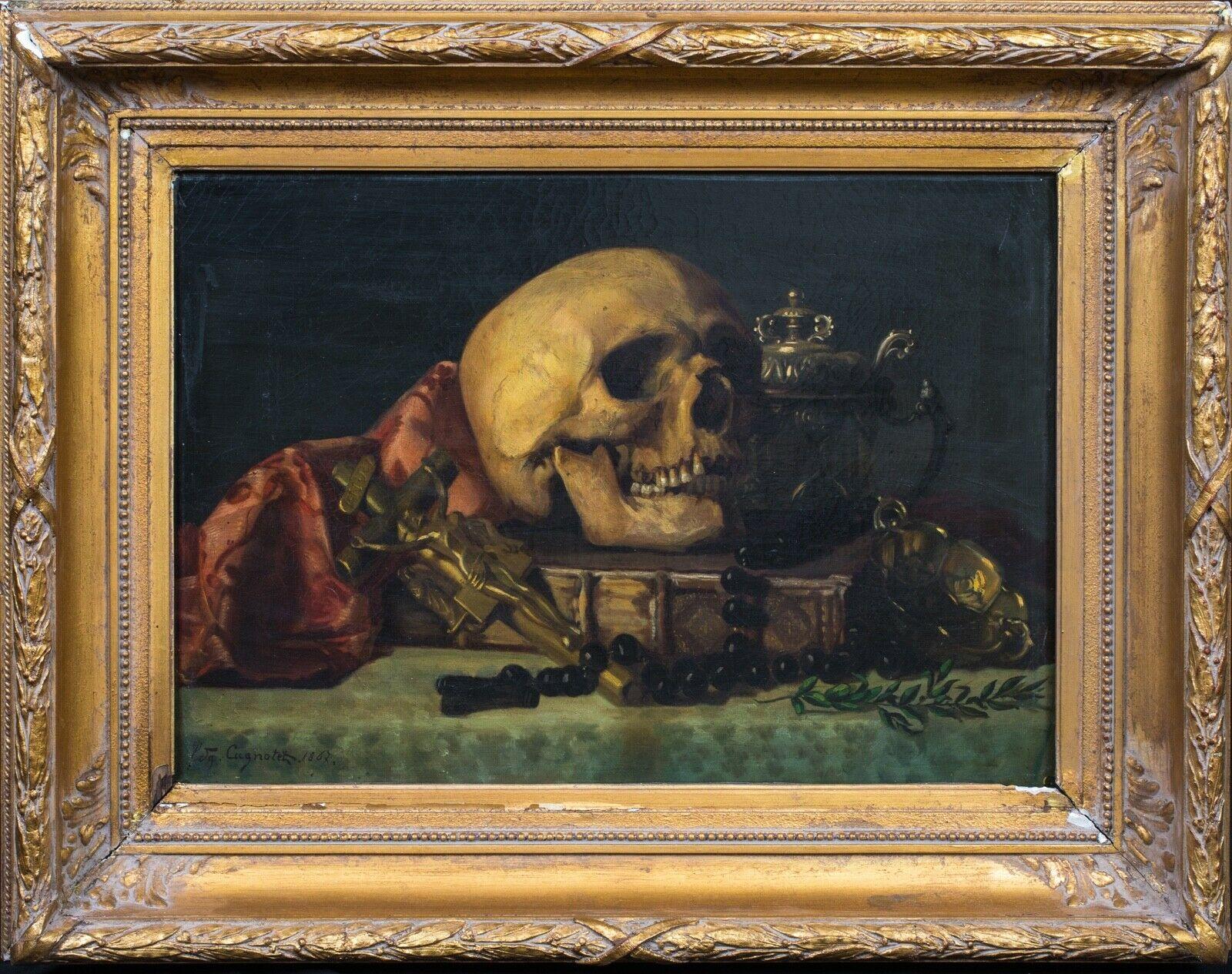 Memento Mori, 19th century   Spanish School - signed indistinctly dated 1867 - Painting by Unknown
