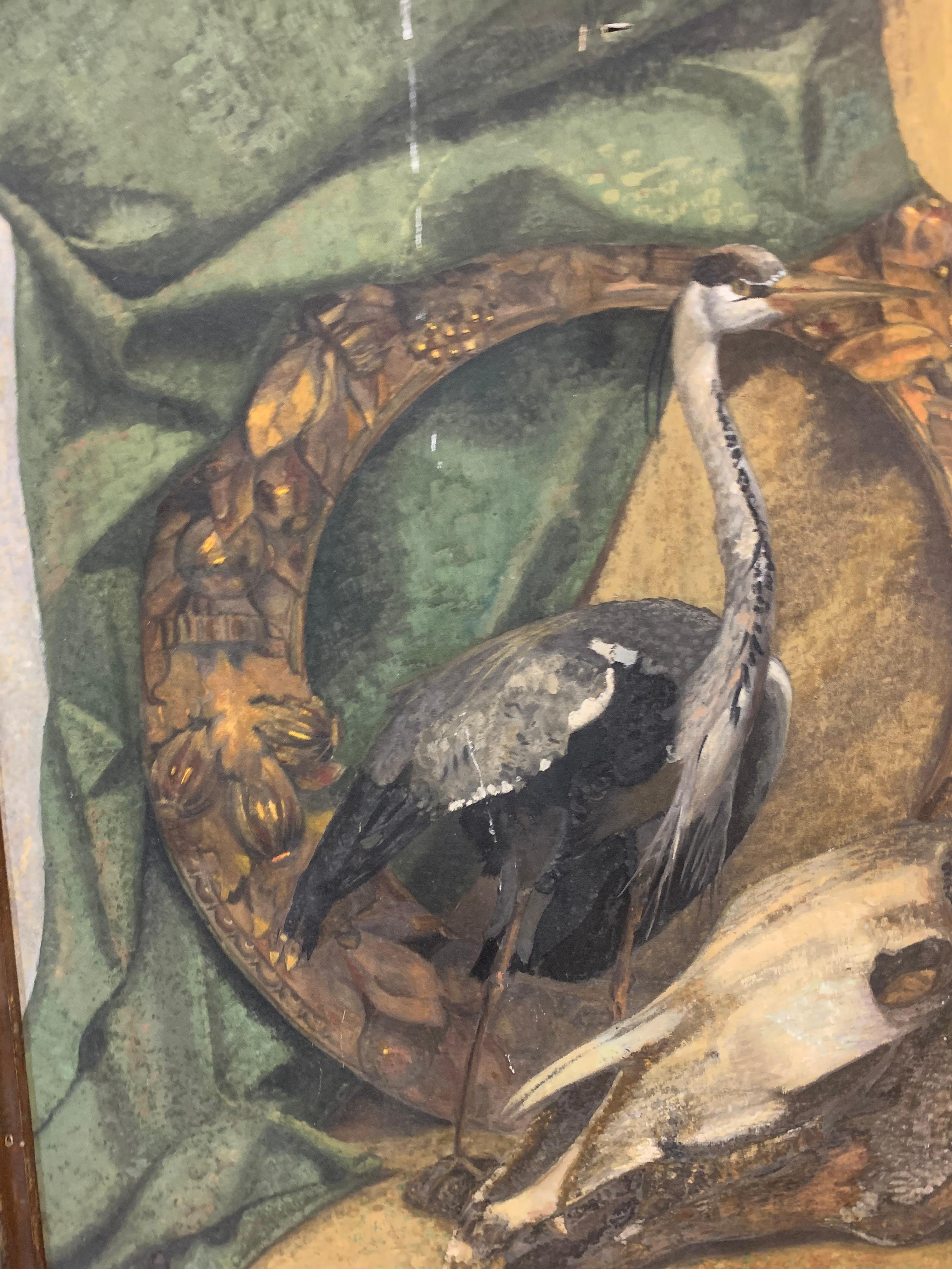 Memento mori, memento vive: Garland with Heron and skull. For Sale 7