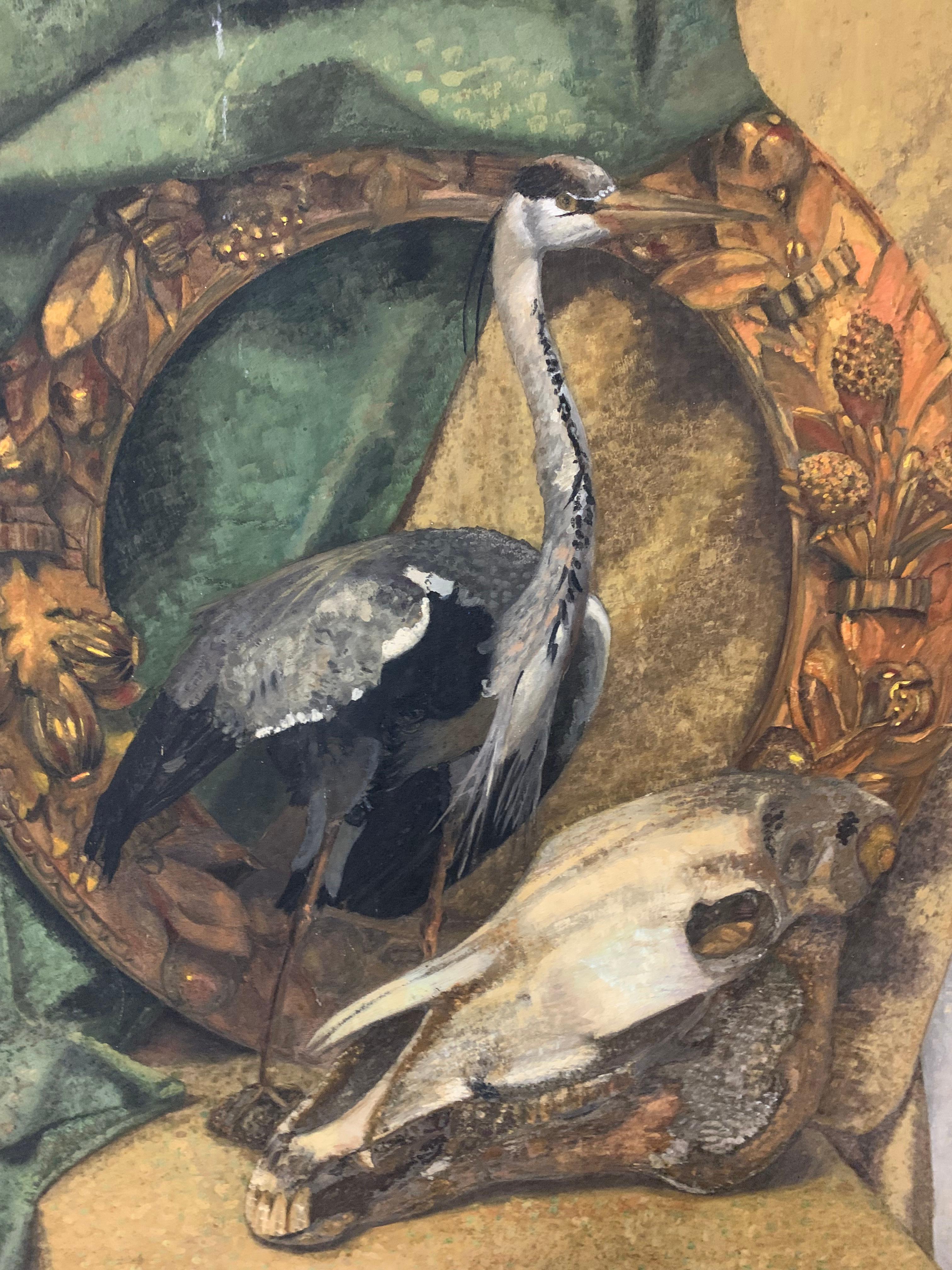 Memento mori, memento vive: Garland with Heron and skull. For Sale 4