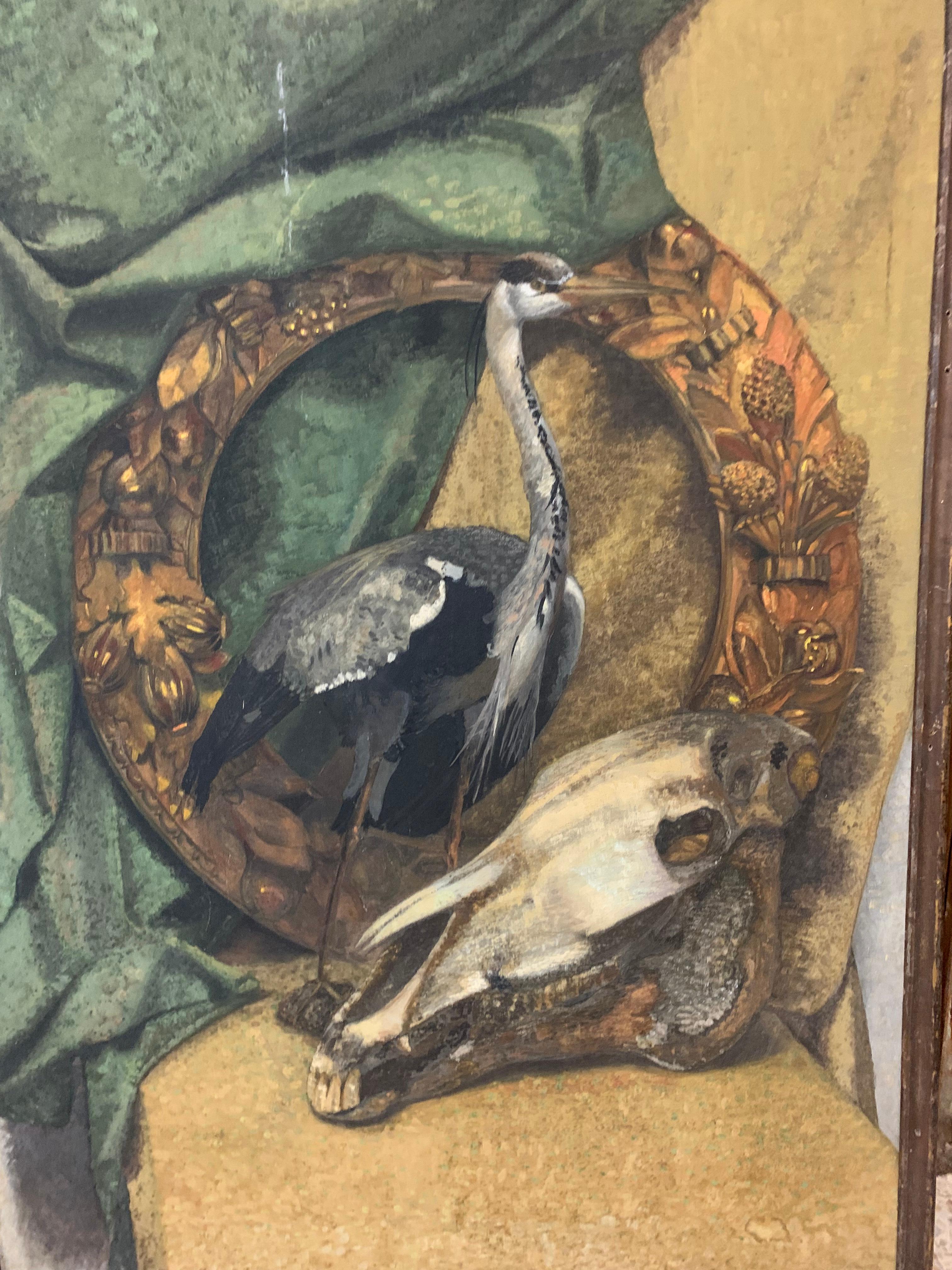 Memento mori, memento vive: Garland with Heron and skull. For Sale 5