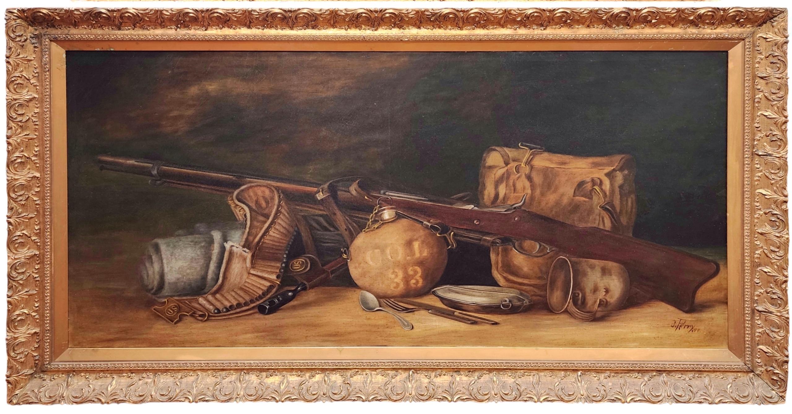Unknown Still-Life Painting - Memorial for the Michigan Unit Co. L 33 That Fought in The Spanish-American War