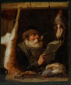 Meno Muhlig (1823-1873) - Óleo enmarcado de mediados del siglo XIX, Der Wildbretverkaufer