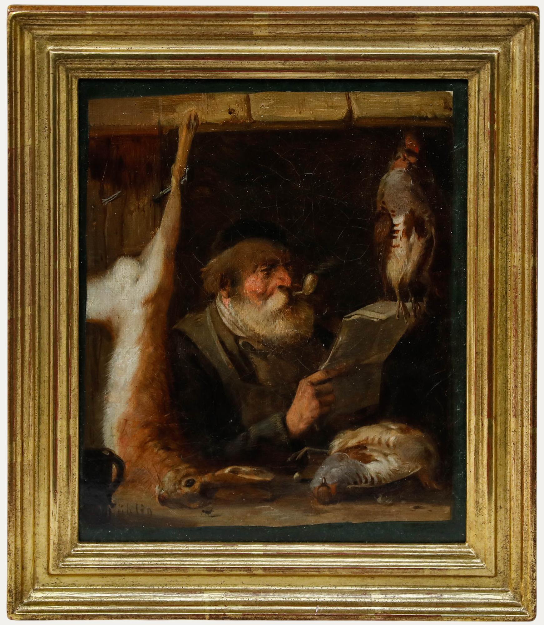 Meno Muhlig (1823-1873) - Framed Mid 19th Century Oil, Der Wildbretverkaufer