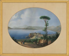 Meuris - Signed & Framed Early 20th Century Gouache, Bay of Naples, Italy