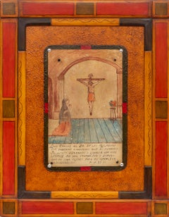 Mexican Ex-Voto “Holy Tribute for Saving a Brother” c.1925 Oil on Tin Folk Art