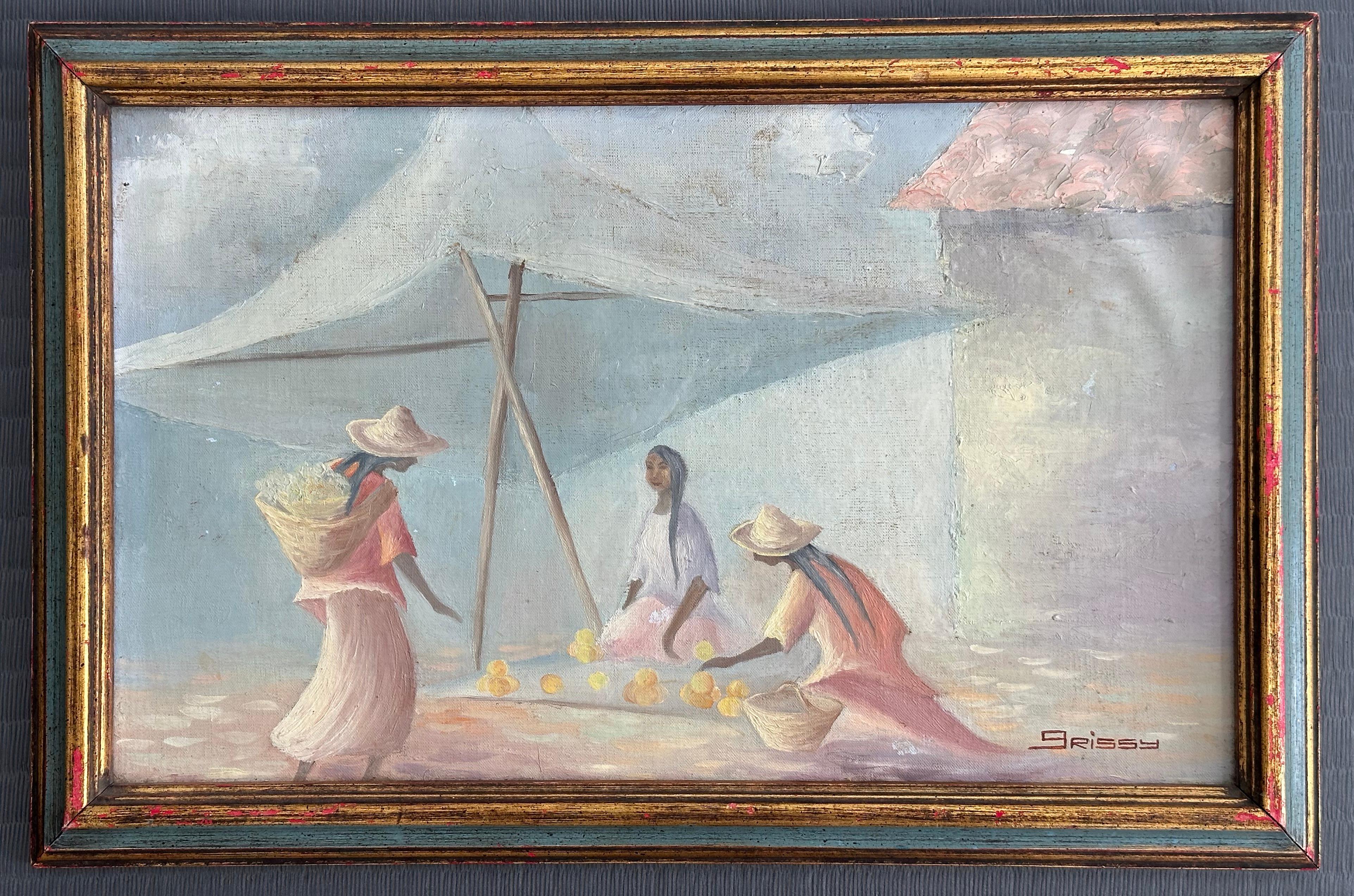 Unknown Figurative Painting - Mexican Market Scene