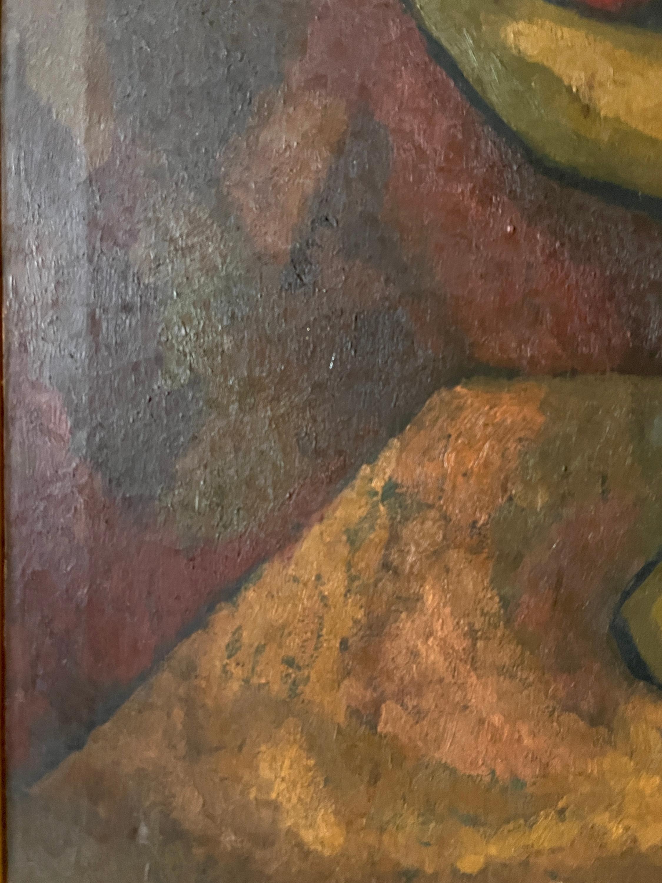 Mexikanische Modernist Stillleben Ölgemälde Mitte 20. Jahrhundert Museum Label im Angebot 9