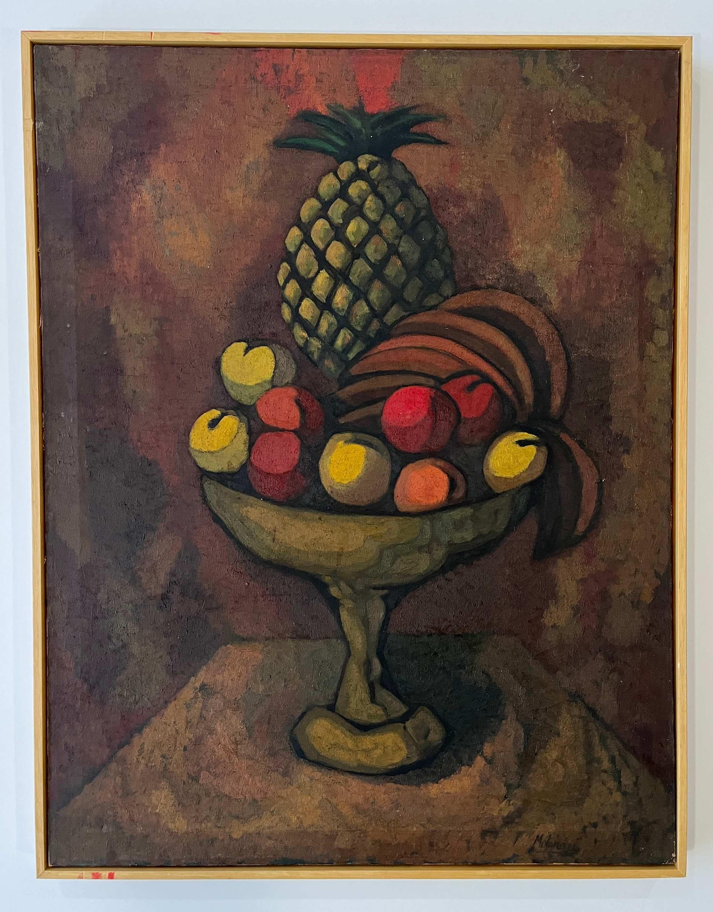 Naturaleza muerta modernista mexicana Pintura al óleo Mediados del siglo XX Etiqueta de museo