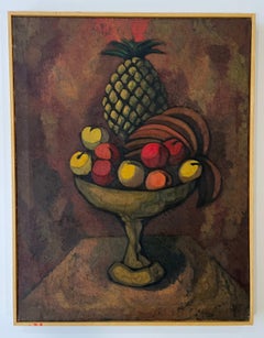 Mexican Modernist Still Life Oil Painting Mid 20th Century Museum Label
