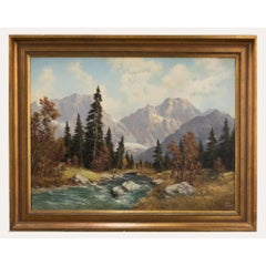 Meyer Muenchen – Ölgemälde, deutsche Berglandschaft, frühes 20. Jahrhundert