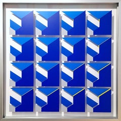 MG1910 - contemporary modern abstract geometric film on glass painting relief