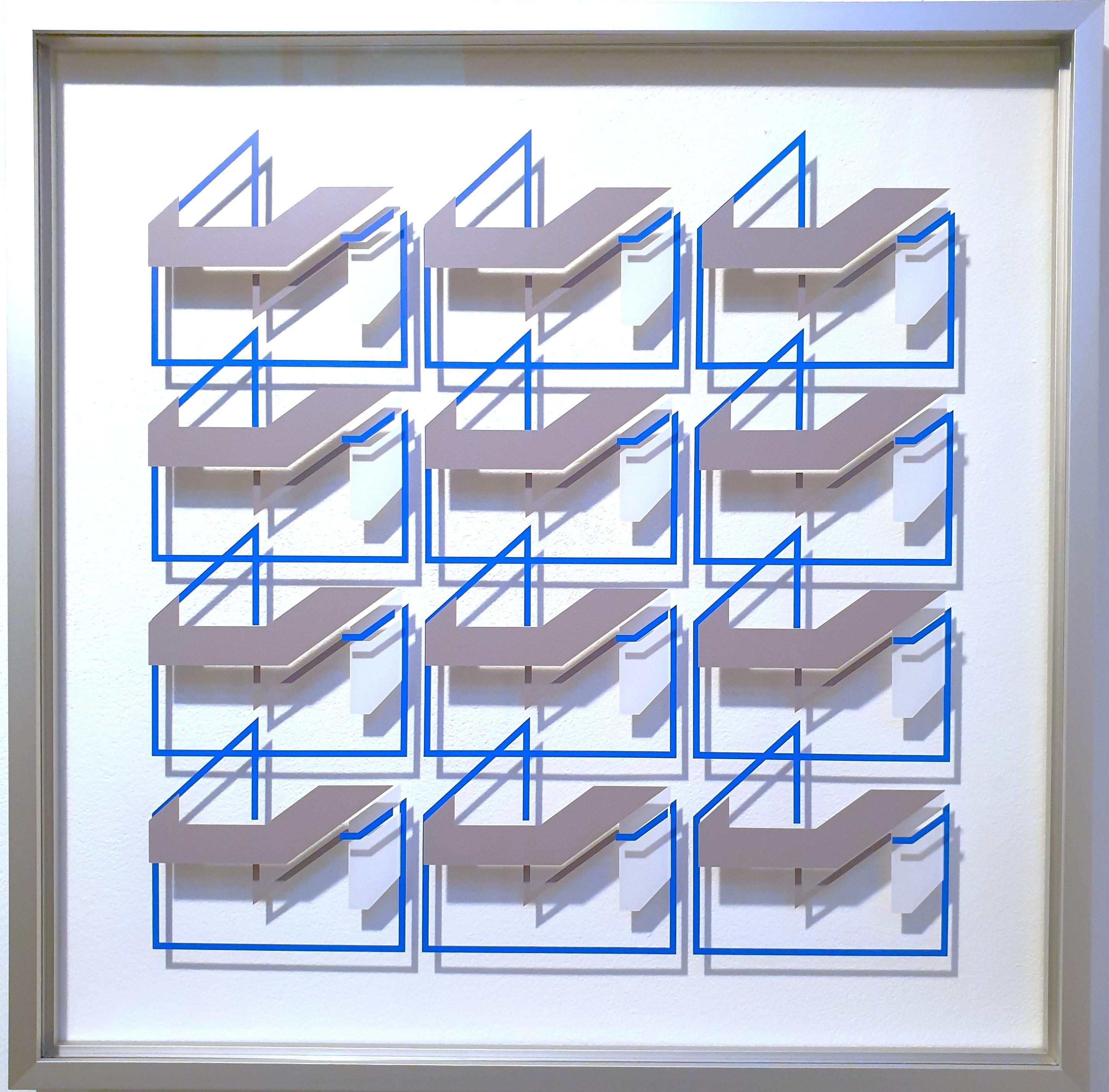 MG2302 - contemporary modern abstract geometric film on glass painting relief