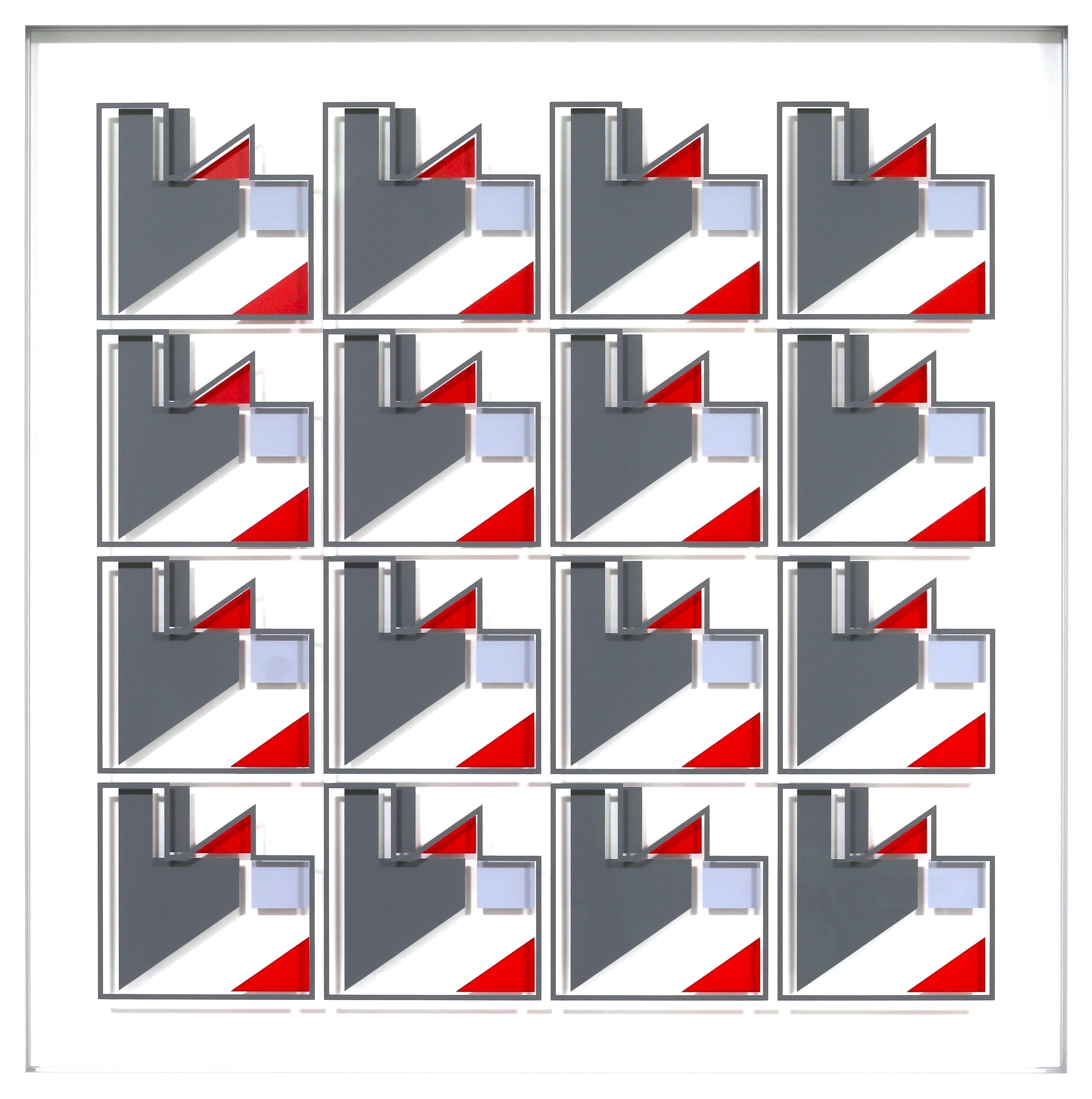 MG2303 - contemporary modern abstract geometric film on glass painting relief