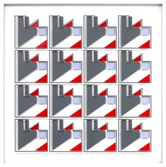 MG2303 - contemporary modern abstract geometric film on glass painting relief