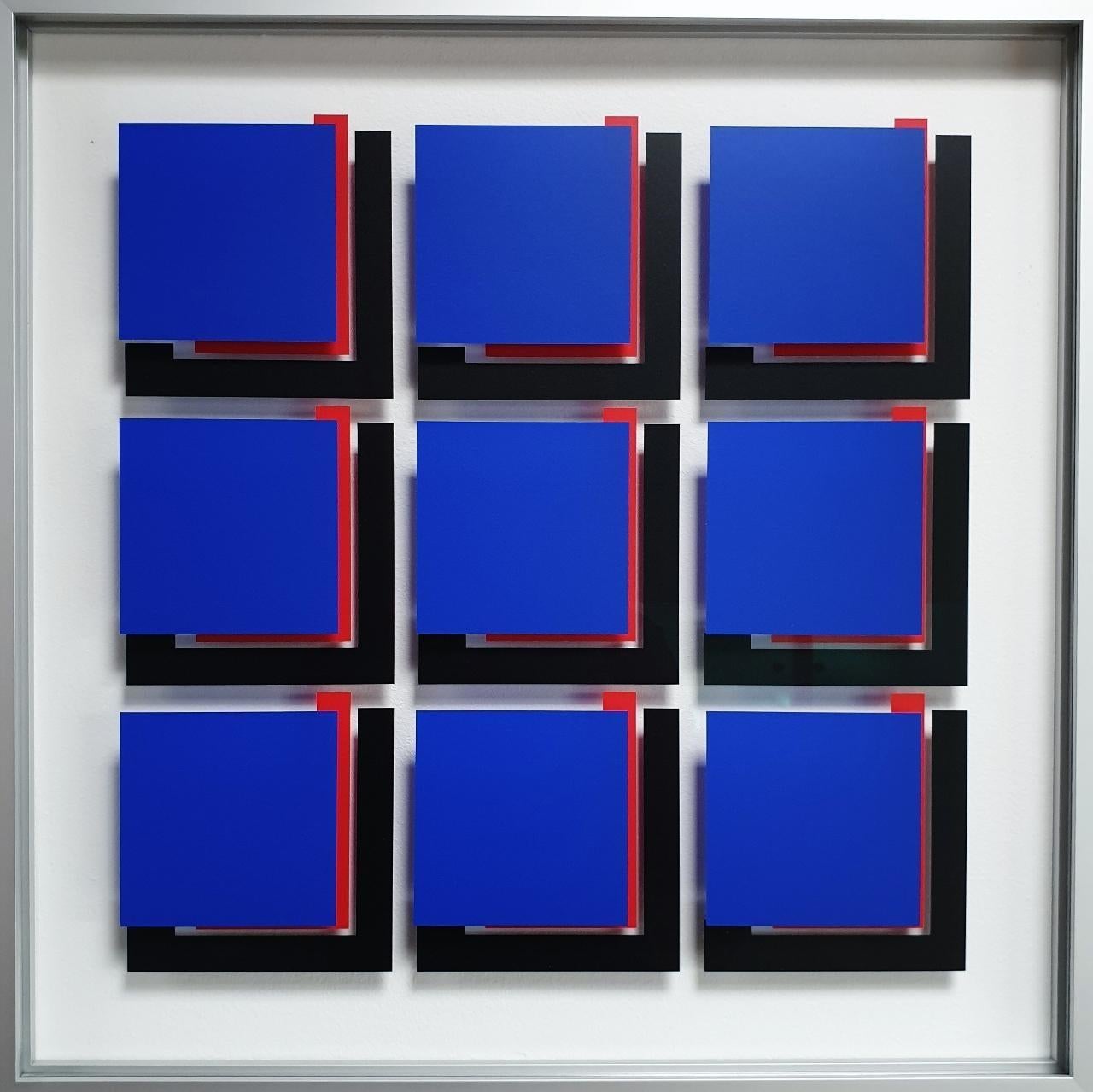 MG803 - contemporary modern abstract geometric film on glass painting relief - Mixed Media Art by Unknown