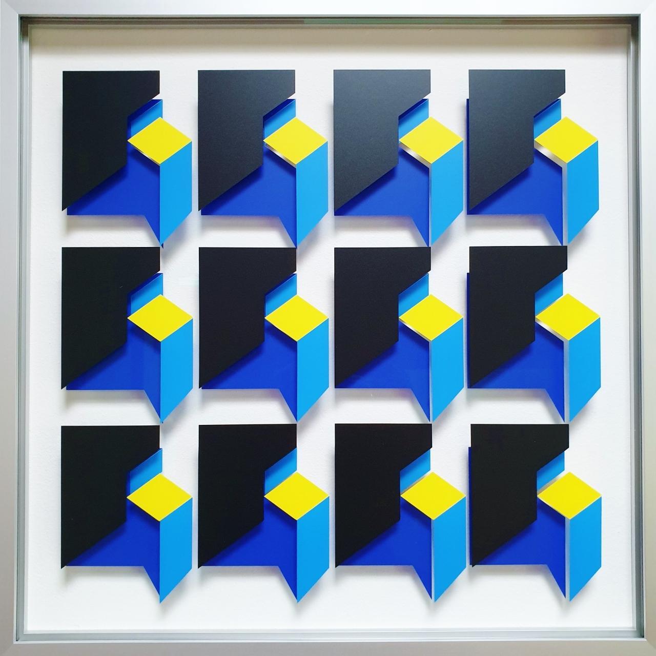 Unknown Abstract Painting - MG912 - contemporary modern abstract geometric film on glass painting relief