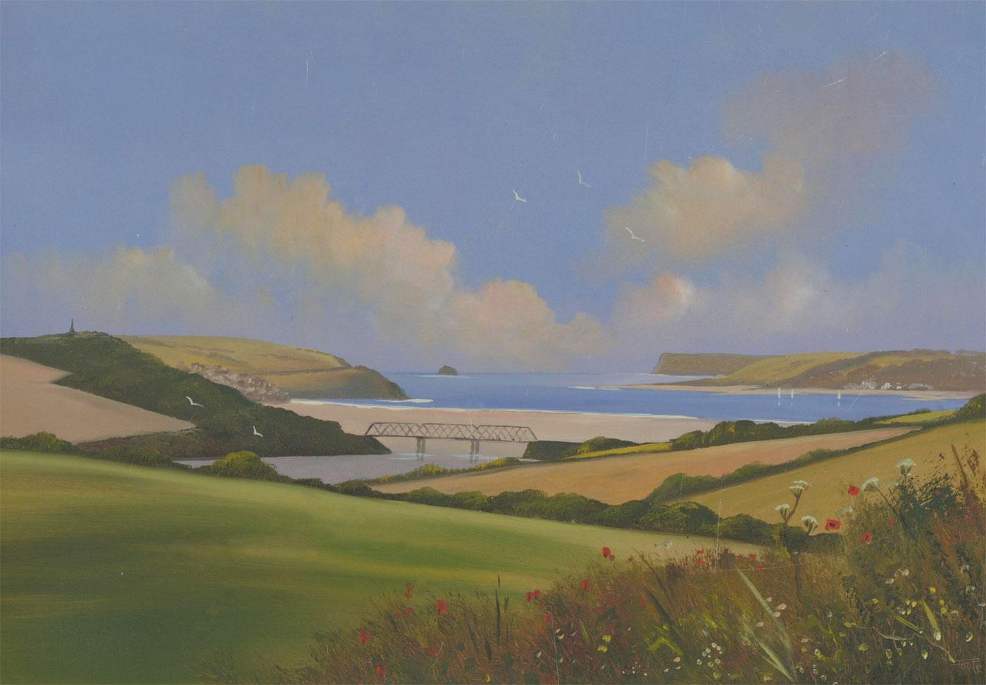 Michael J. Poole - Framed Contemporary Acrylic, Camel Estuary, Cornish Coast - Painting by Unknown