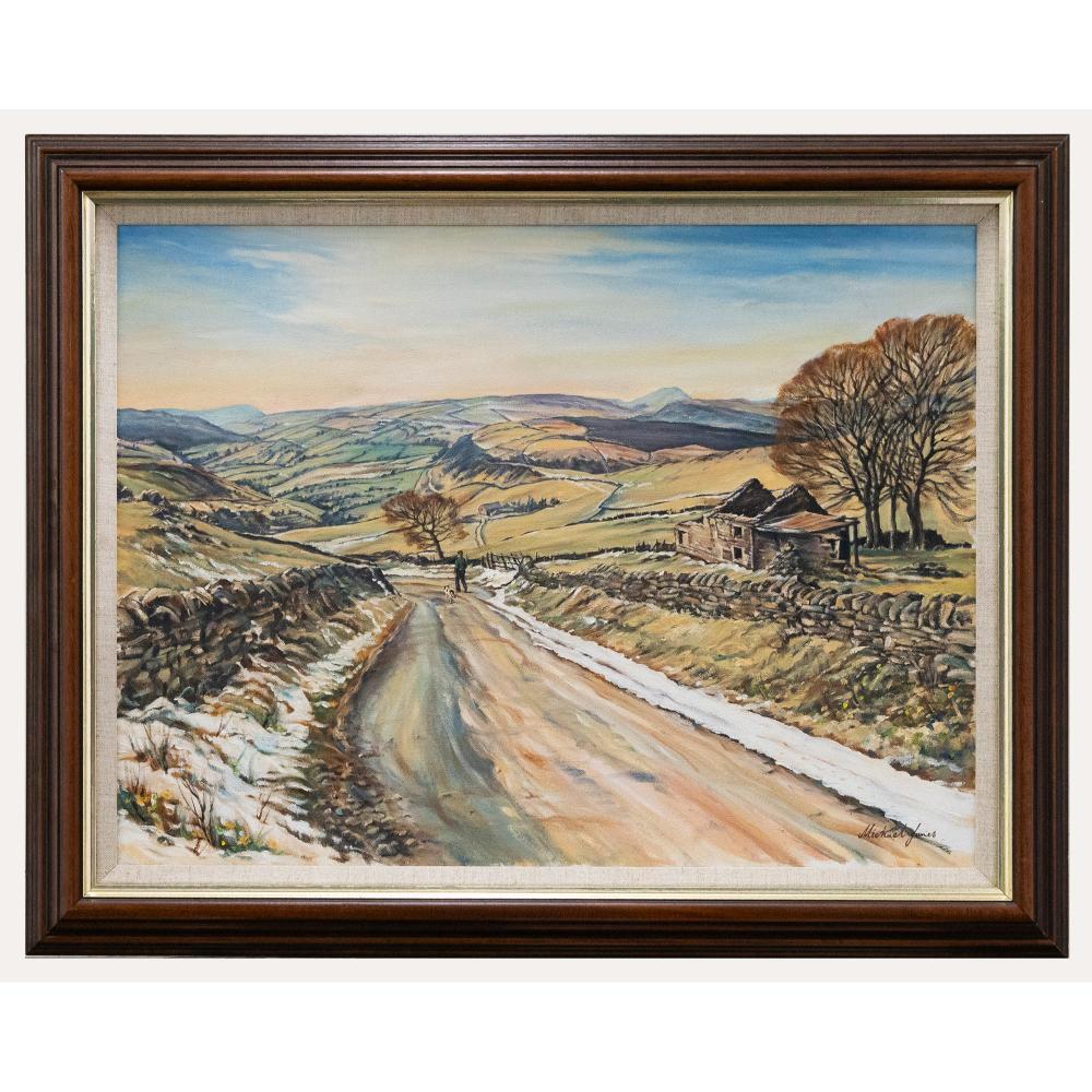 Unknown Landscape Painting - Michael Jones - Framed Contemporary Oil, Winter Walk in the Yorkshire Dales