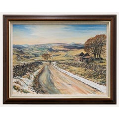 Michael Jones - Framed Contemporary Oil, Winter Walk in the Yorkshire Dales