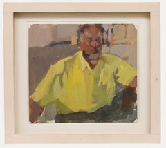 Michael Murfin (geb. 1954) - Acryl, Porträt eines Mannes in einem gelben Hemd