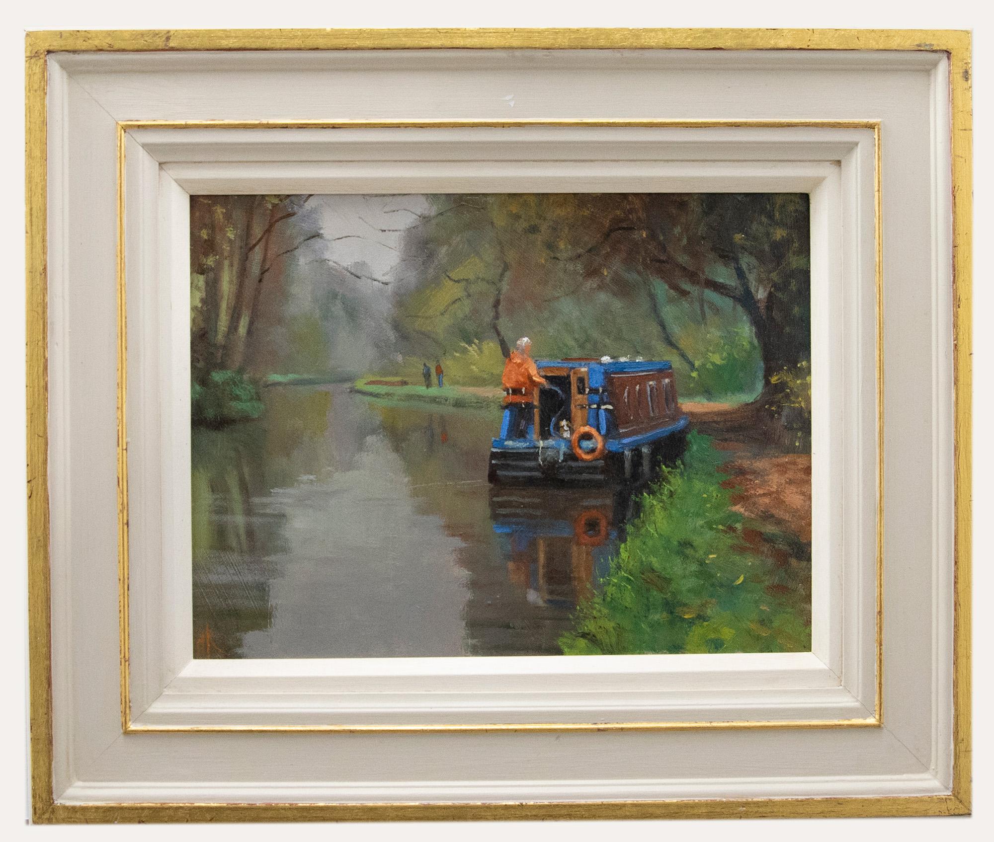 Unknown Landscape Painting - Michael Richardson - Framed Contemporary Oil, Sea Otter 'Christina IV'