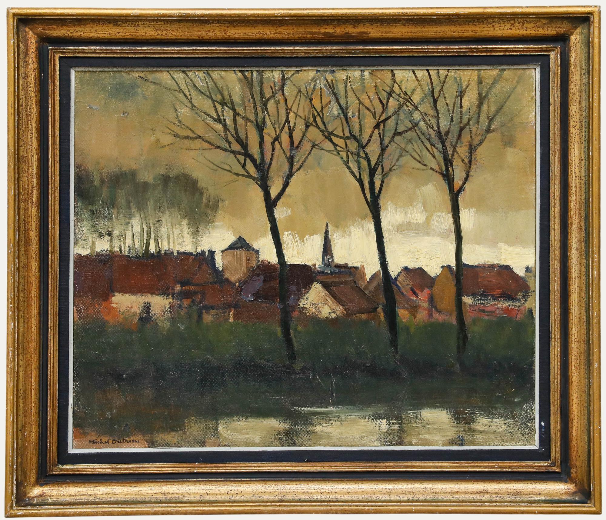 Michel Dutrieu (1910-1993) - Mitte 20. Jahrhundert Öl, Das Flussufer