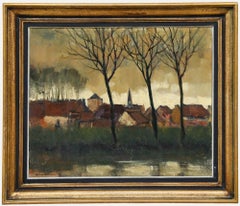 Michel Dutrieu (1910-1993) - Mitte 20. Jahrhundert Öl, Das Flussufer