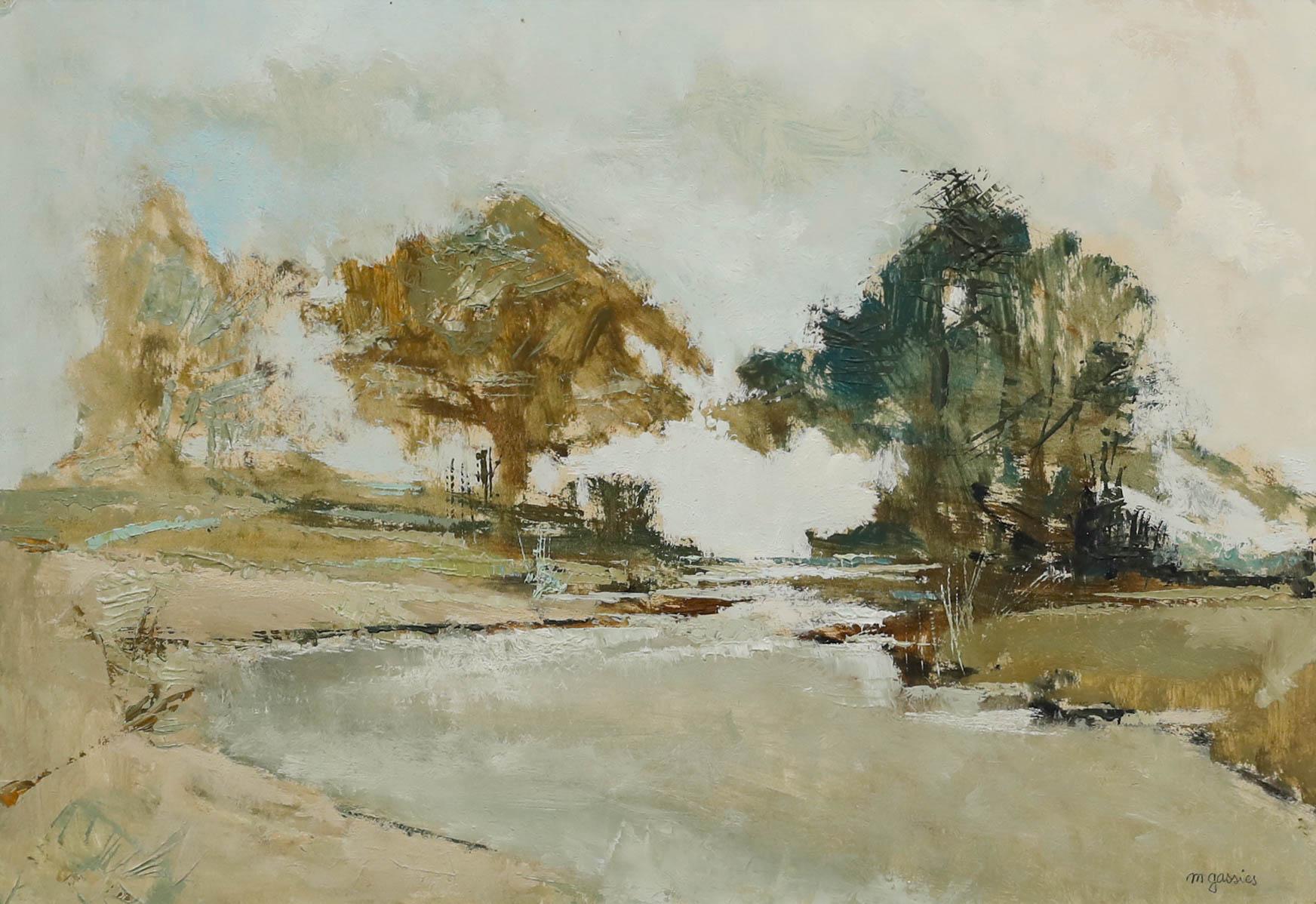 Huile du 20e siècle encadrée, Edge of the Loire - Painting de Unknown