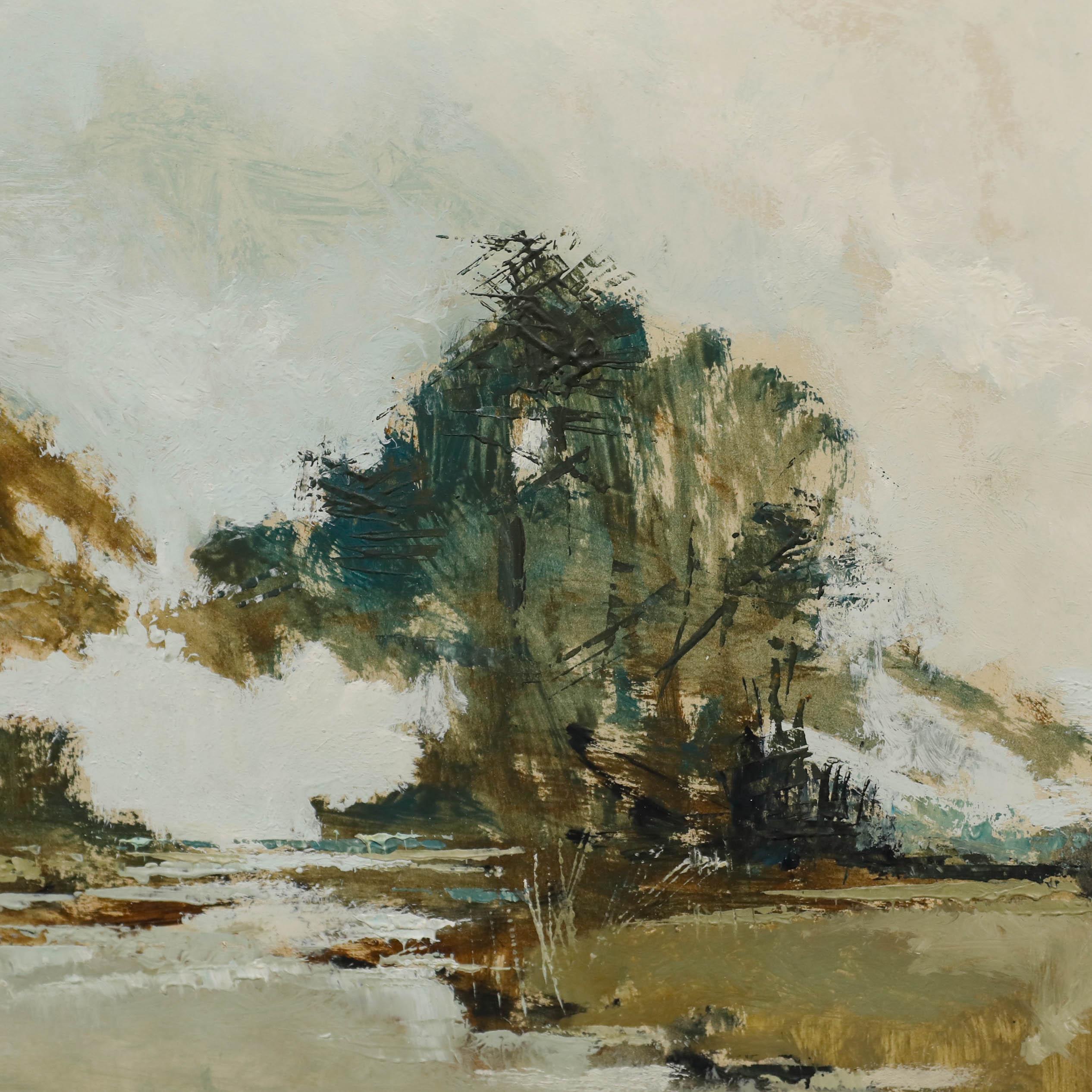 Huile du 20e siècle encadrée, Edge of the Loire en vente 1