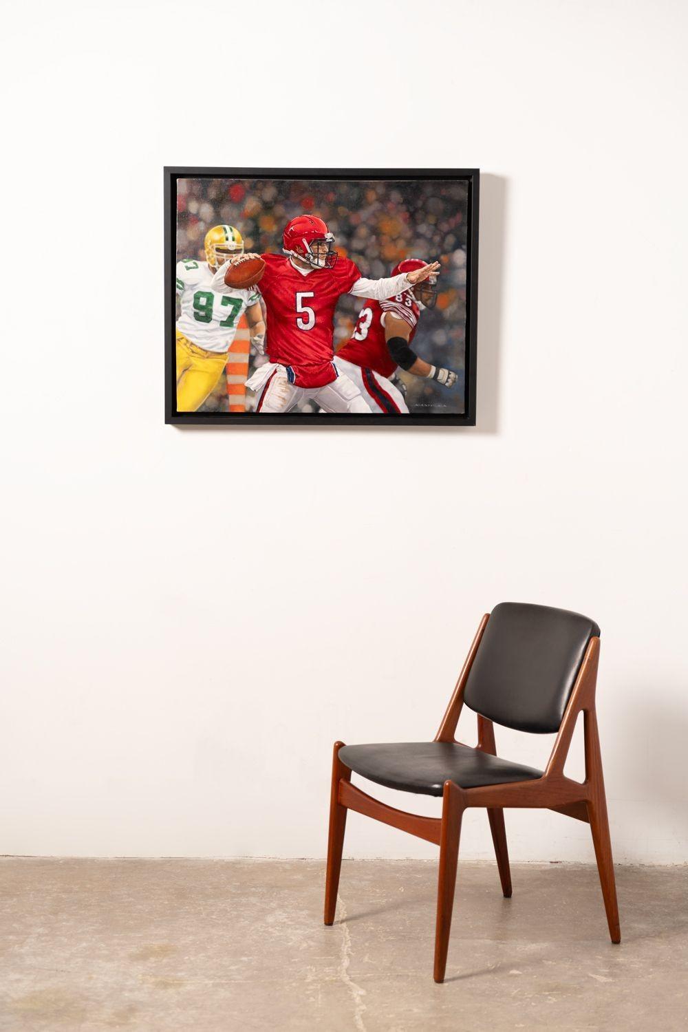 Michele Amatrula Fotorealistisches Fußballgemälde auf Leinwand (Schwarz), Figurative Painting, von Unknown