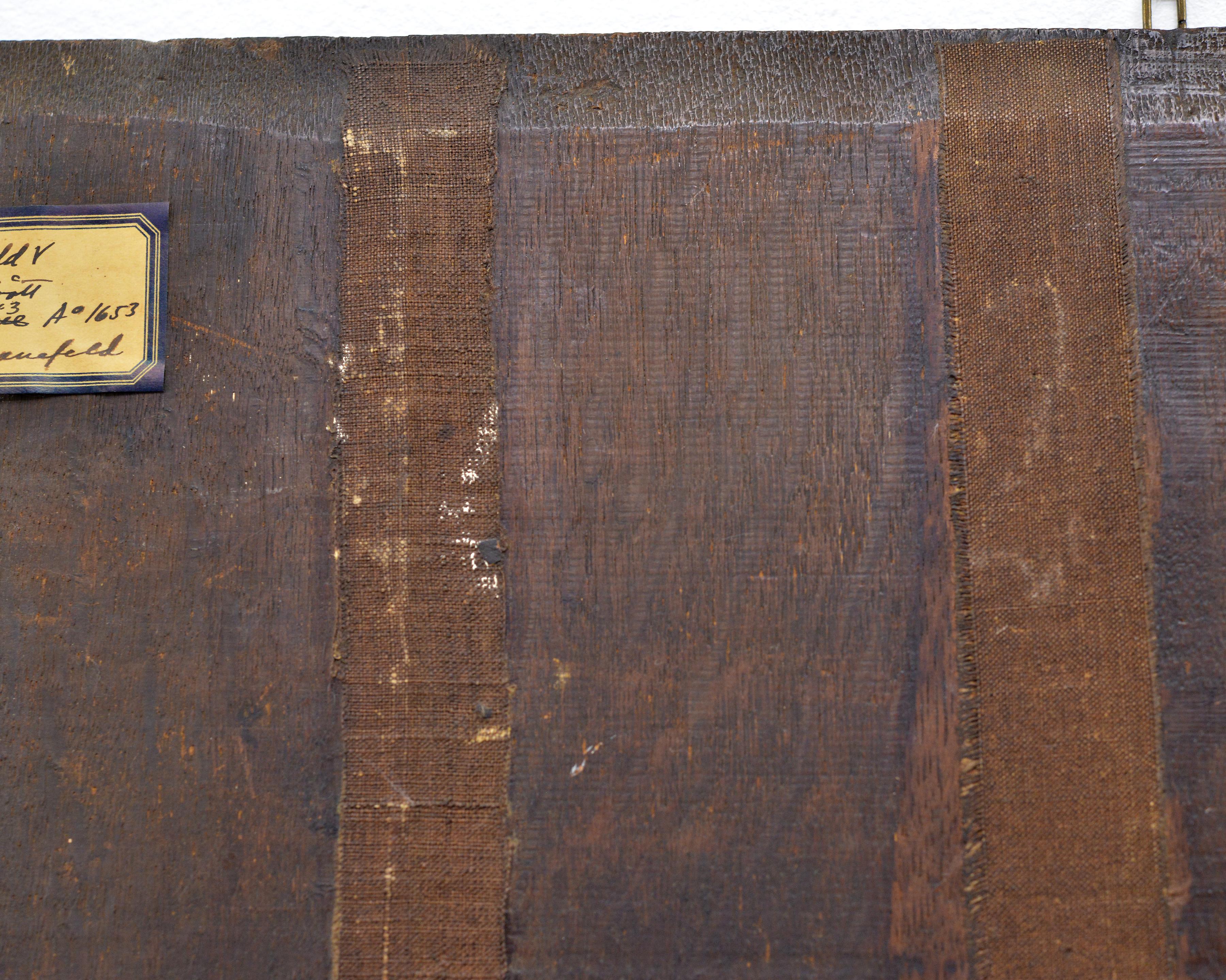 Peinture à l'huile baroque sur panneau du milieu du XVIIe siècle Portrait d'un noble de Cranefeld 5