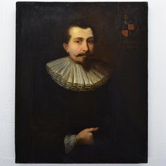 Óleo barroco de mediados del siglo XVII sobre tabla Retrato del noble de Cranefeld