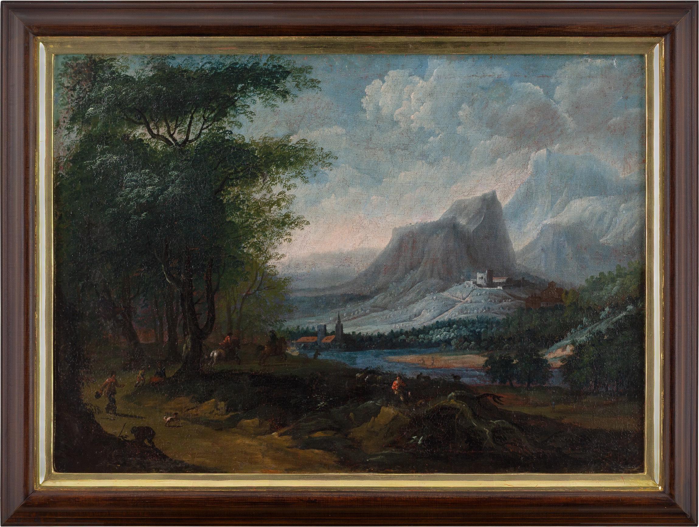 Mid-17th-Century Dutch School, Mountainous Landscape With Wood, River & Figures
