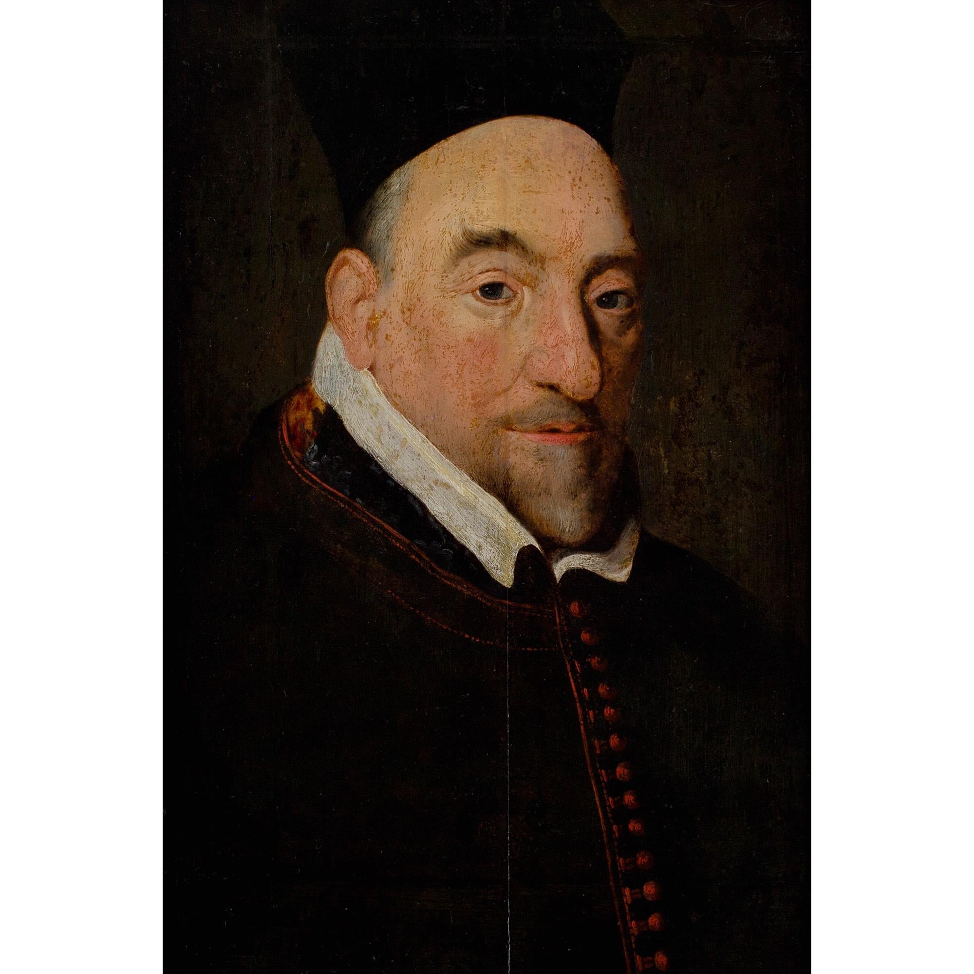 Scuola fiamminga della metà del XVII secolo, Ritratto di Cornelius Janssen - Painting di Unknown