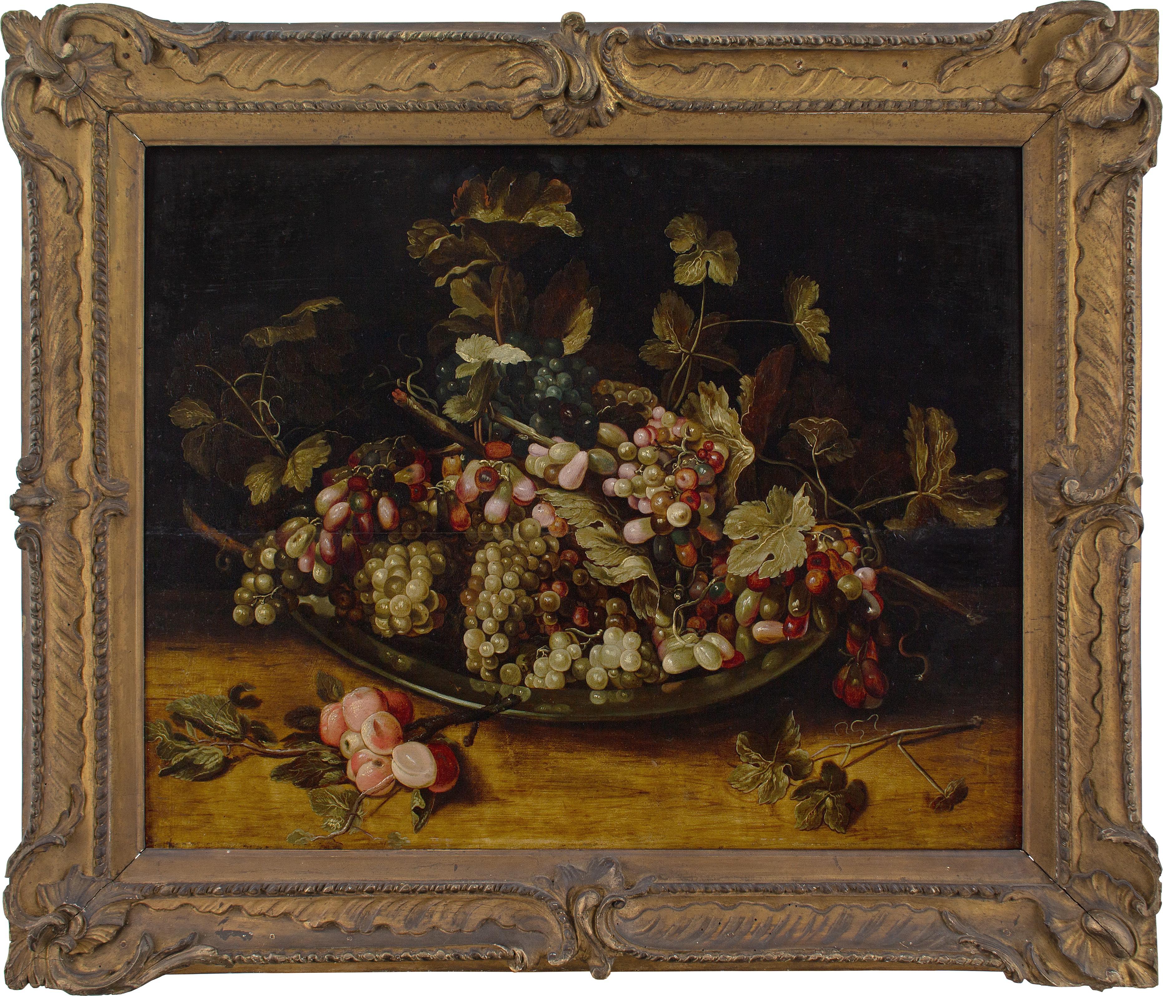 Mid-17th-Century Flemish School, Still Life With Grapes & Foliage On A Plate