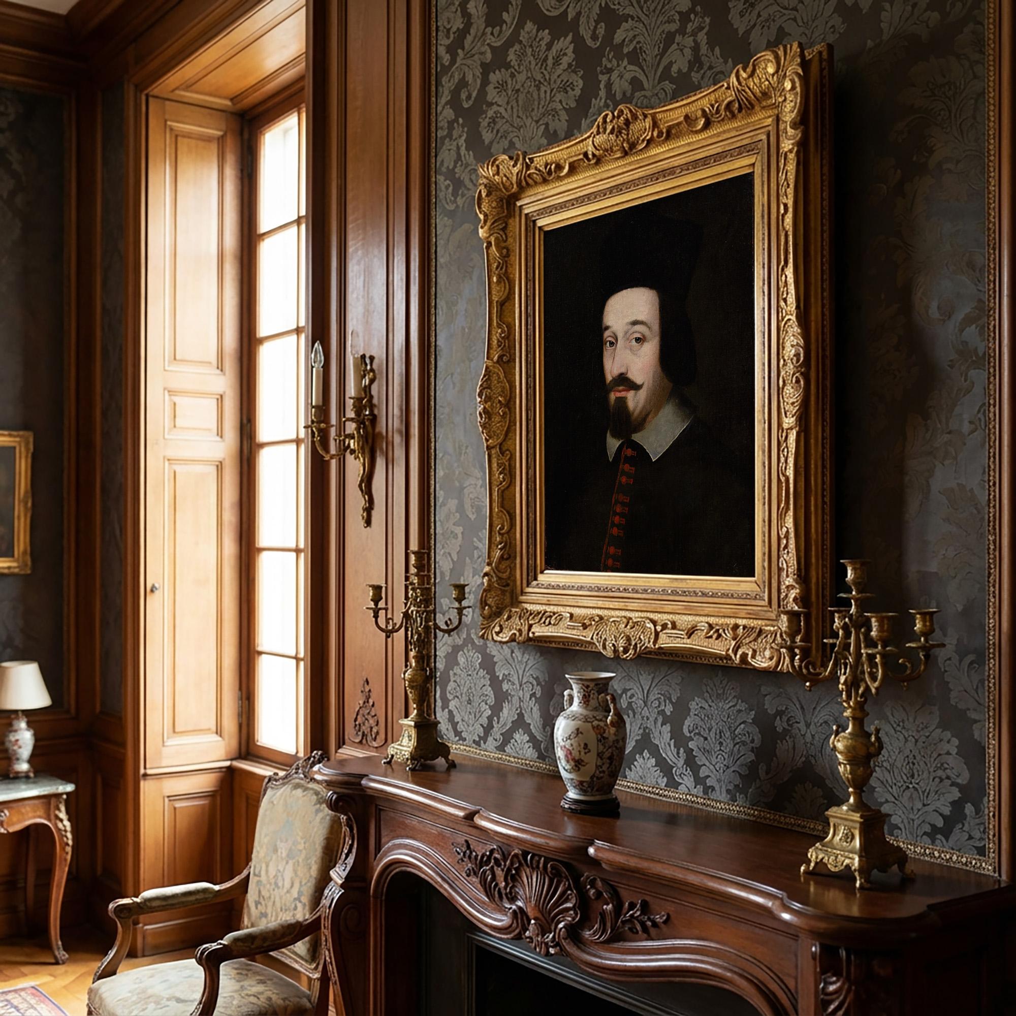 Ölgemälde der Spanish School aus der Mitte des 17. Jahrhunderts, Porträt eines Theologen – Painting von Unknown